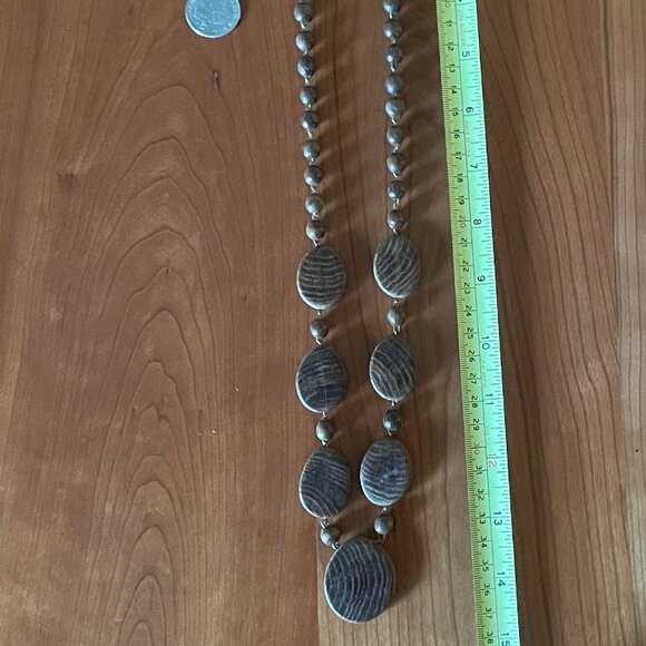 Lovely, Lightweight, Wooden Bead and Disc Necklace (Brown) - Picture 7 of 8